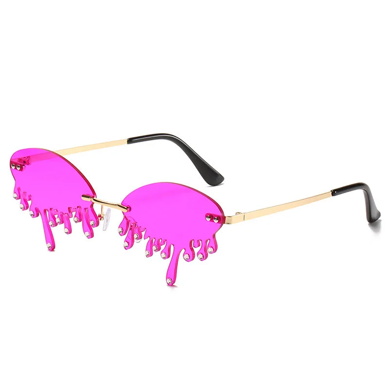 

Rimless Sun Glasses Personality Tears Sunglasses For Women Vintage Brand Designer Decorative Sunglasses Luxury Female Gafas