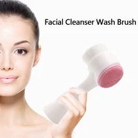 silicone facial cleanser brush portable double side soft mild fiber blackhead removal face cleaning massage wash skin care tool