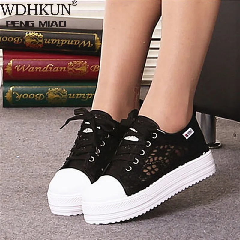 

Туфли женские с вырезами, кружевные холщовые, дышащие, на плоской платформе, повседневные, Размеры 35-42, белые, черные