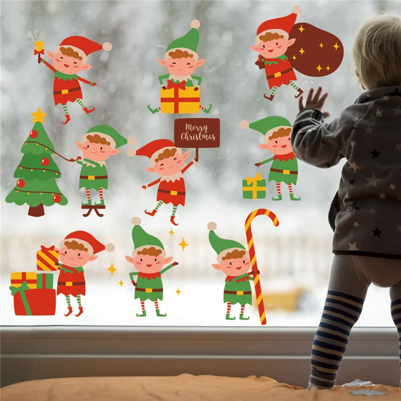 Мультяшная Рождественская Наклейка на стену s для детской комнаты виниловые обои