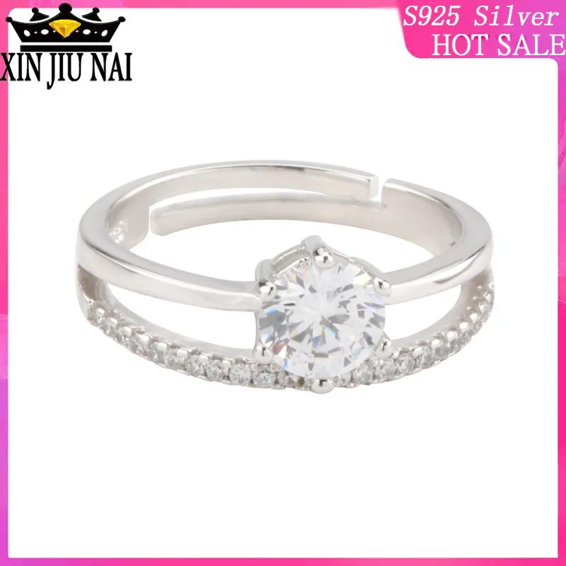 

925 sterling silver Similar toDiamond Ring Movable Mouth Adjustable Platinum Open Rhinestone Ring for Women wholesale lots bulk