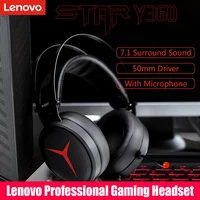 lenovo star y360 wired gaming headset gamer pc over the ear headphone with microphone earphones for pc computer laptop