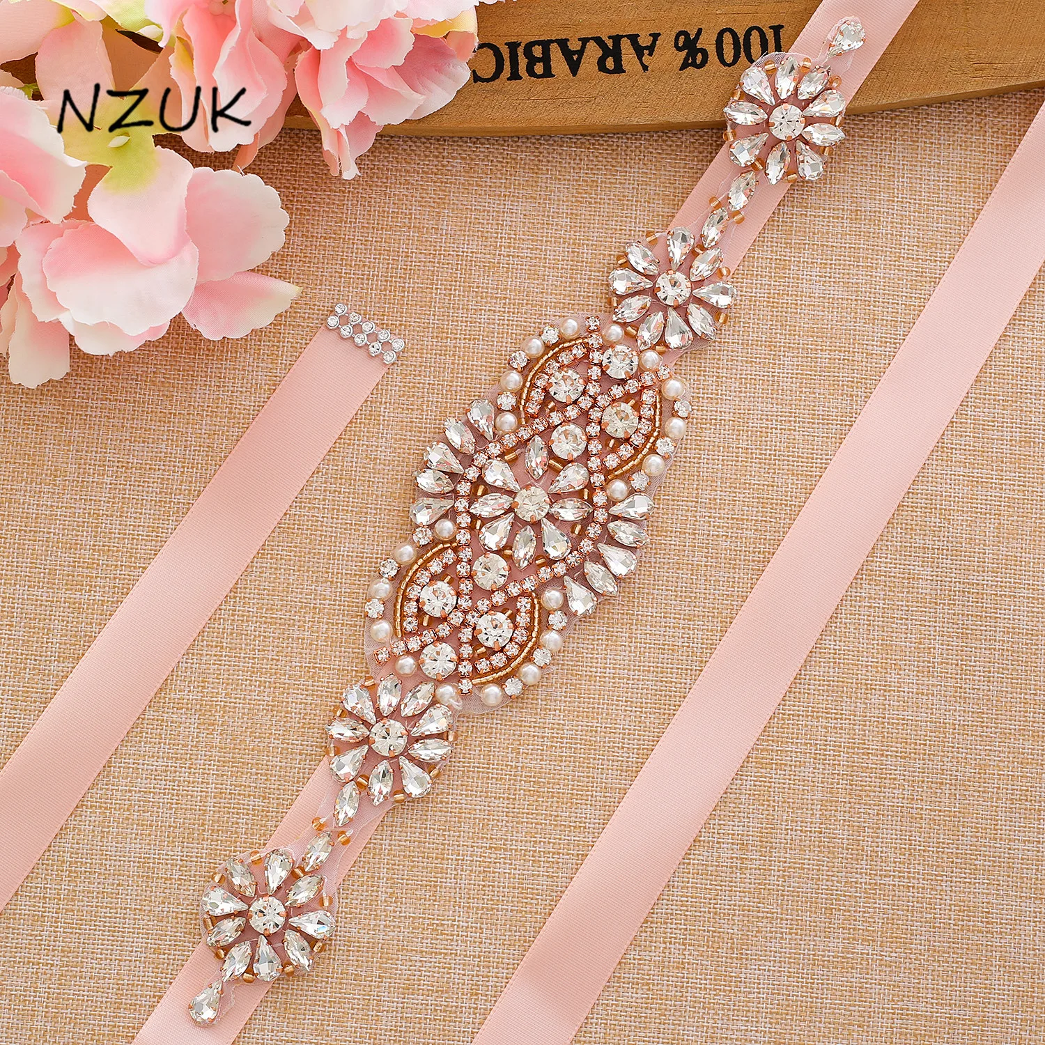 

Hand Beaded Bridal Belt Wedding Dress Belt Rose Gold Rhinestones Bridal Sash For Wedding Decoration Y148RG