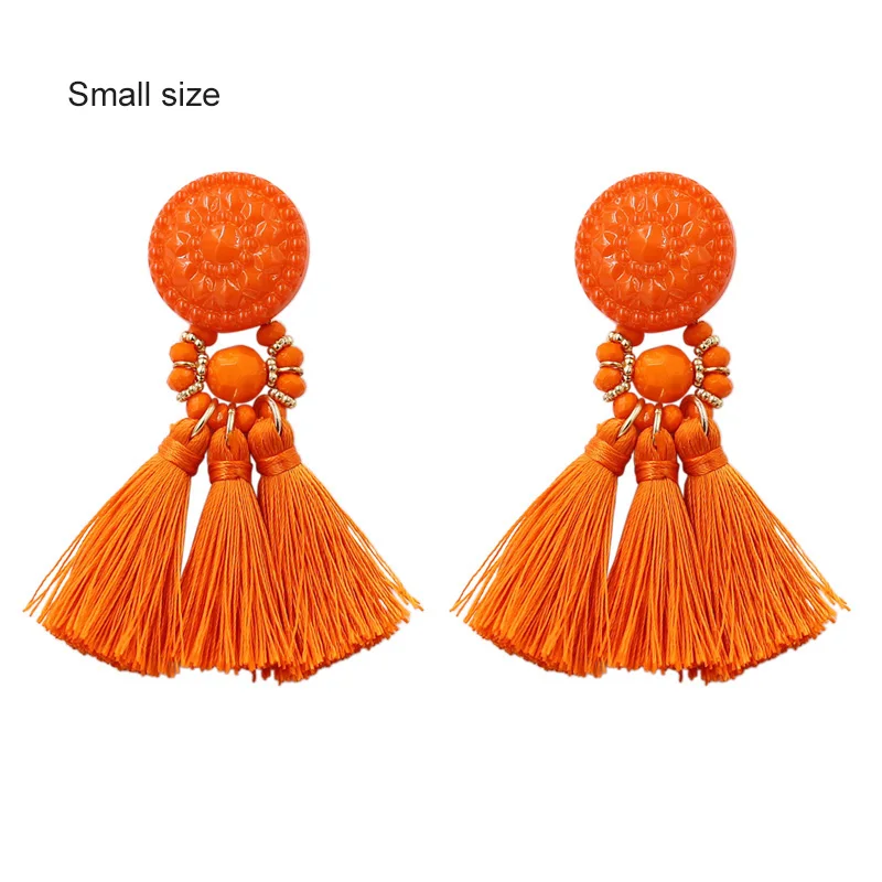 mini-Orange Богемные маленькие серьги с кисточками для женщин, зеленые Разноцветные серьги с бусинами и бахромой, летние серьги, Букле д 'ореиль пенданте, новинка - Окраска металла: mini-Orange