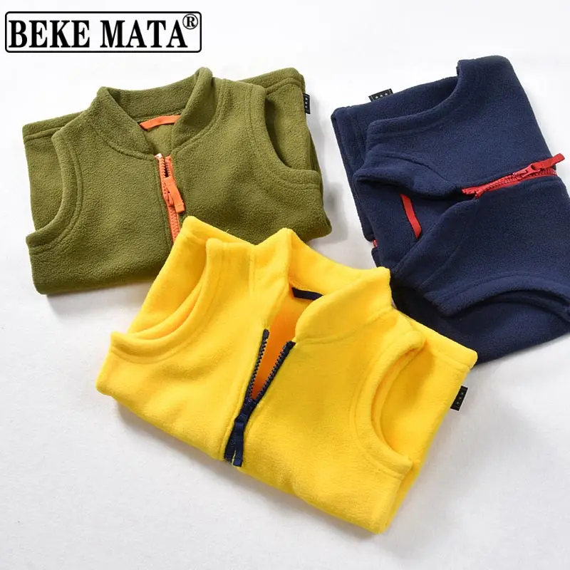 BEKE MATA Children's Vests Boys 2022 Spring Fleece Toddler Boy Vest Sleeveless Jacket For Kids Zipper Little Child Top Clothing