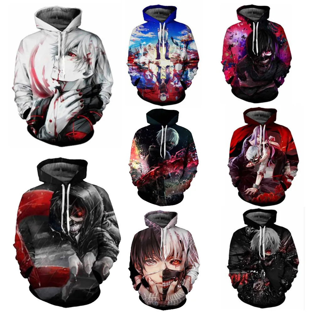 

Tokyo Ghoul Hoodies Ken Kaneki Cosplay Sweatshirt Costume Anime Jacket Coat Halloween Casual Hoodies for man women