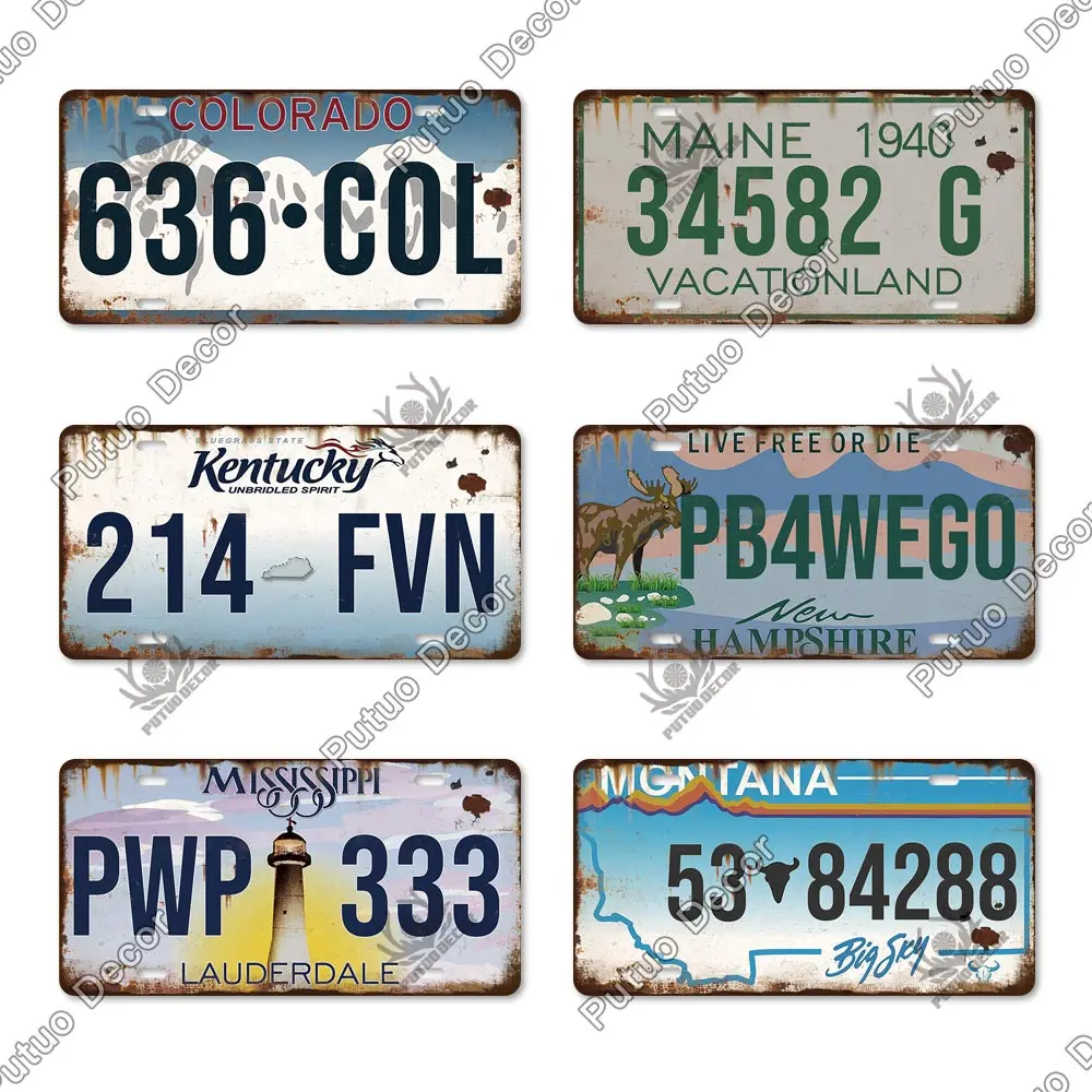 

Putuo Decor American Tin Sign Metal Sign Licenses Plate Decor Plaque Metal Vintage Cafe Man Bar Pub Cave Coffee Wall Decoration