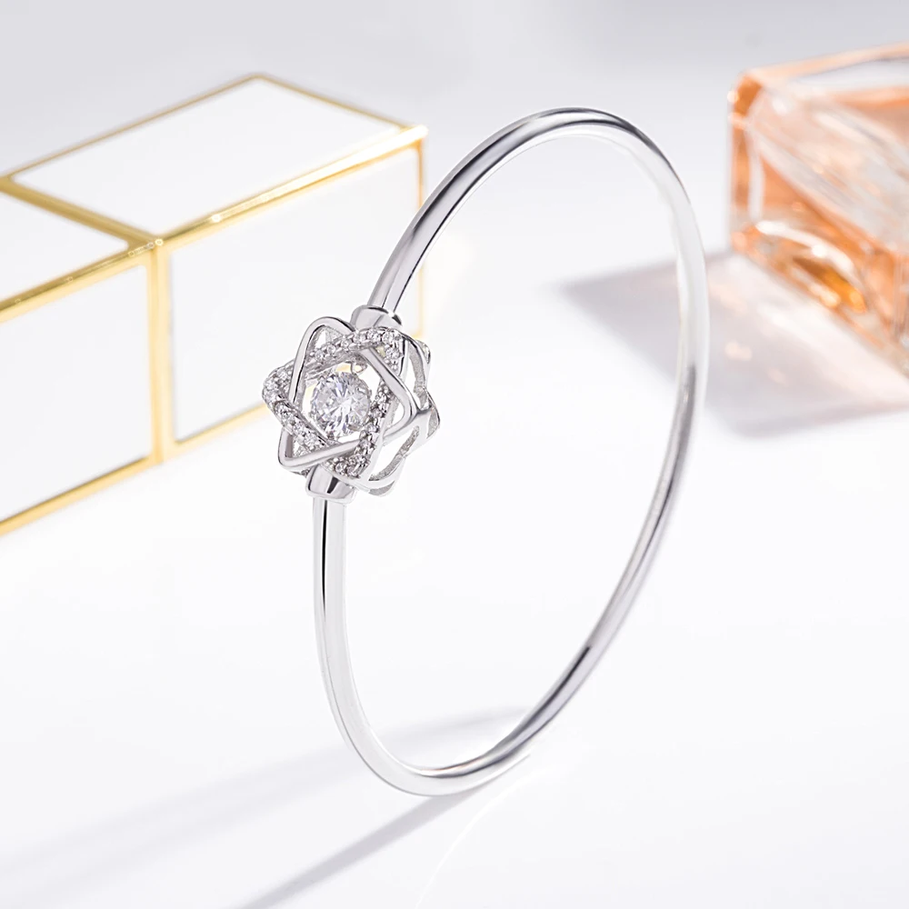 

The New Fashion For Women's Stars Zircon Pendant Bracelet Solid 925 Sterling Silver Bracelet Girl Fashion Jewelry