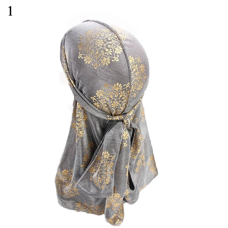 

Print Colorful Women India Hat Long Tail Laser Caps Beautiful Comfort Pirate Hat Satin Durags Bandanna Turban Hats Muslim Cap