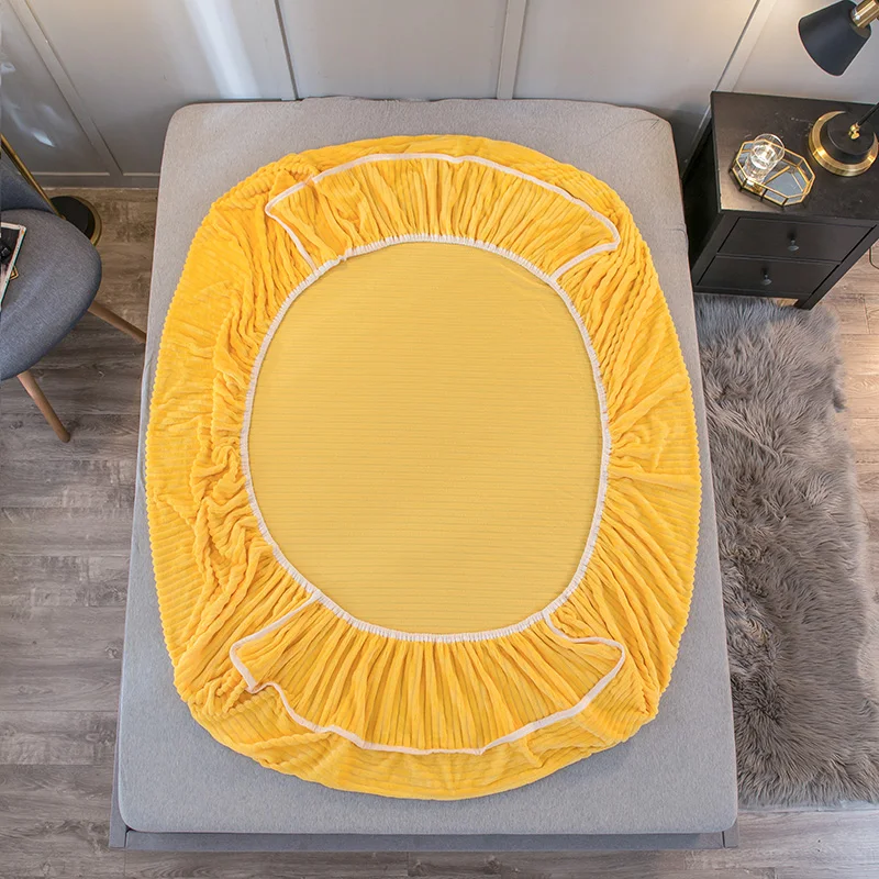 Зимние плюшевые чехлы для матраса коралловые фланелевые бархатные льняные