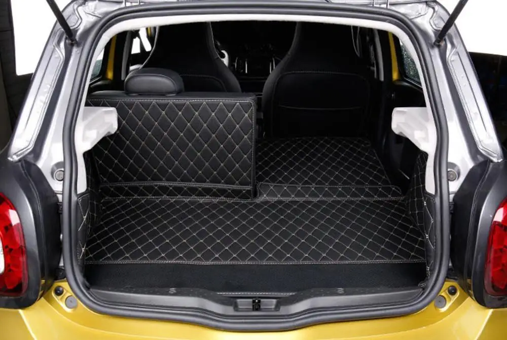 fiber leather car trunk mat for mercedes benz smart forfour 2014 2015 2016 2017 2018 2019 w453 car accessories