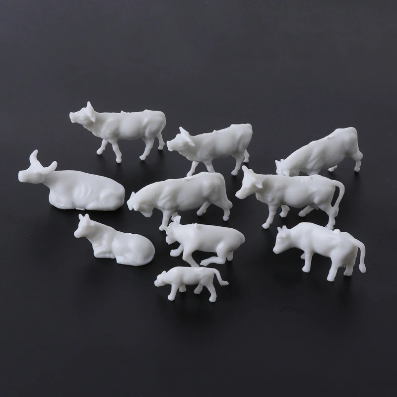 Новинка 10 шт. 1:87 Diy HO Scale белая корова модель расположения поезда строительные