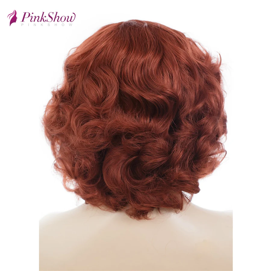 Женские короткие парики Pinkshow темно-красный синтетический парик на сетке спереди