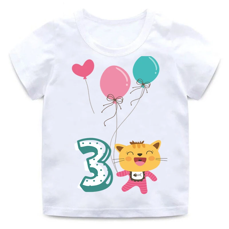 

Children's birthday number 1~9 animal cartoon shirt kids clothes T-shirt boys and girls birthday gift baby clothes 3-9 years old