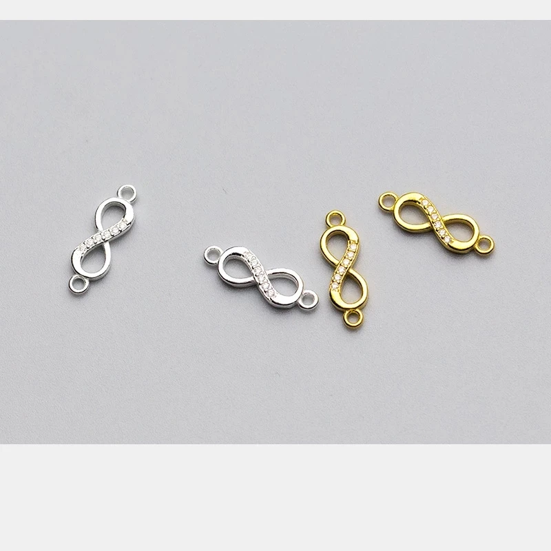 925 стерлингового серебра 8 разъемами с Циркон DIY оригинальный серебряные