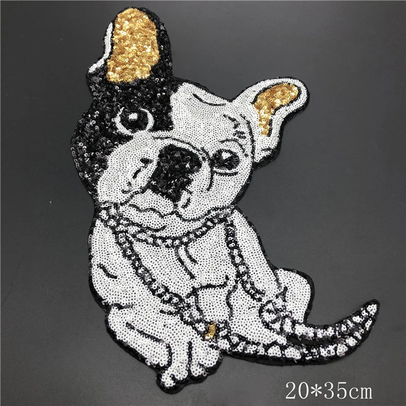 Новый милый щенок собака бульдог животные блестки патч утюжок на Мультяшные