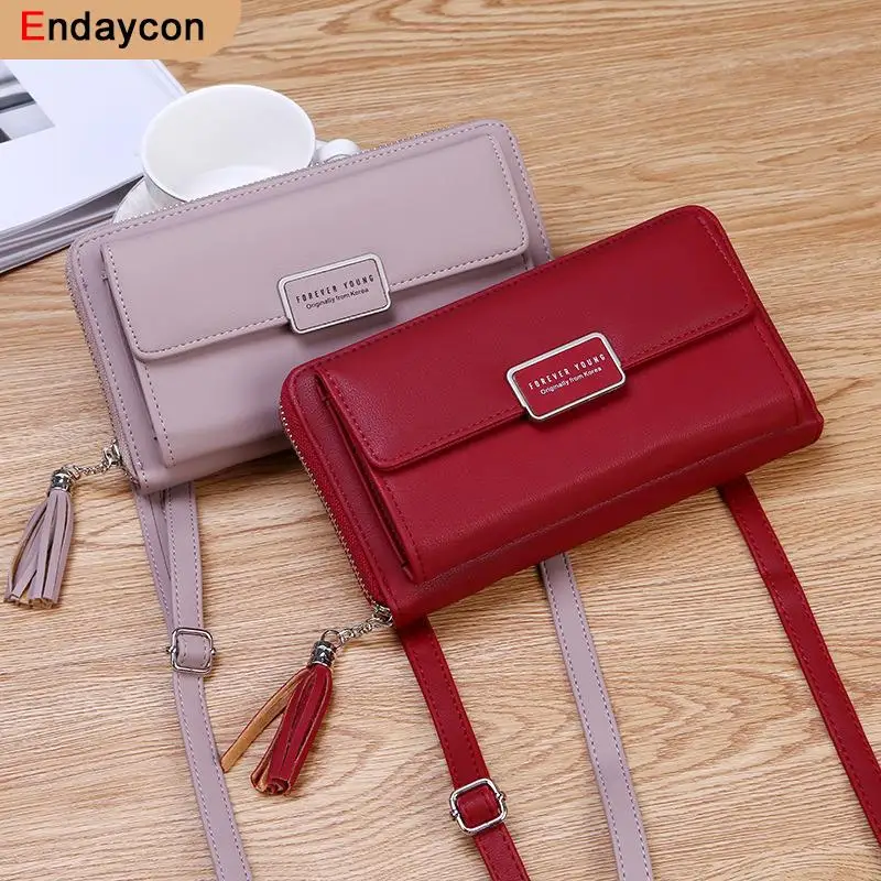

Korean Style Women`s Bag PU Leather Female Crossbody Bag Tassel Zipper Clutch Card Coin Purse Lady Shoulder Bag Phone Wallet New