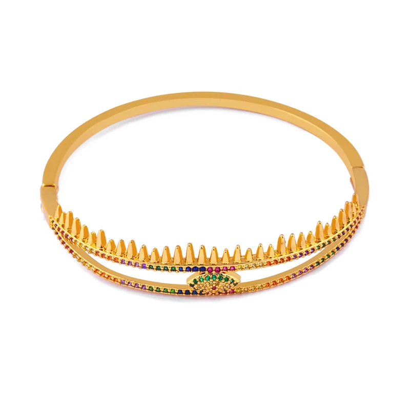 Женский браслет радужной расцветки OCESRIO Браслет манжета из 24 каратного золота со