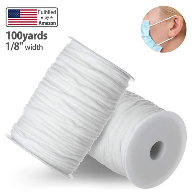 

100 Meters Black White Sewing Band String Face Mask Rope Ear Cord Belt Round Elastic Band Rubber Cord DIY Clothing Accessory