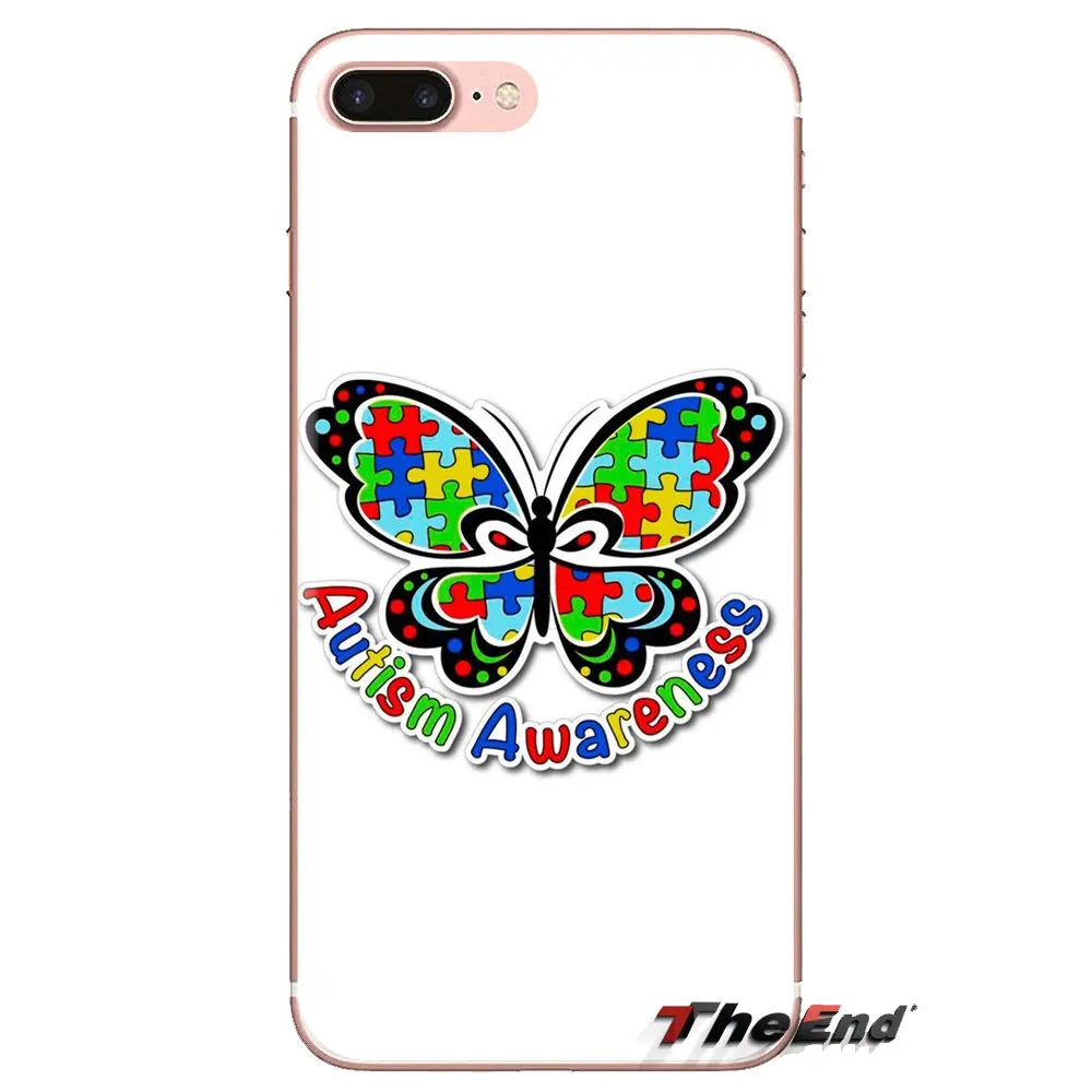 Silicone Shell Covers Beautiful Autism Awareness butterfly For iPod Touch Apple iPhone 4 4S 5 5S SE 5C 6 6S 7 8 X XR XS Plus MAX |