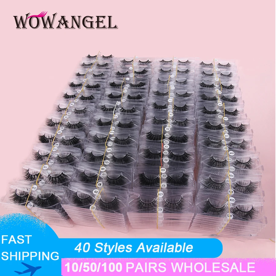 WOWANGEL норковые ресницы натуральные накладные оптовая продажа 10/20/30/50 пар/партия