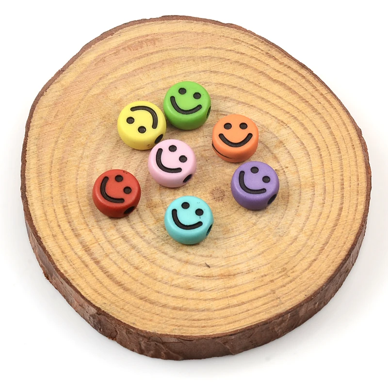 

10mm Colorful Smiley Face Acrylic Beads Spacer Seed Beads For Jewelry Making DIY Bracelet Necklace Gift Accessorie Wholesale