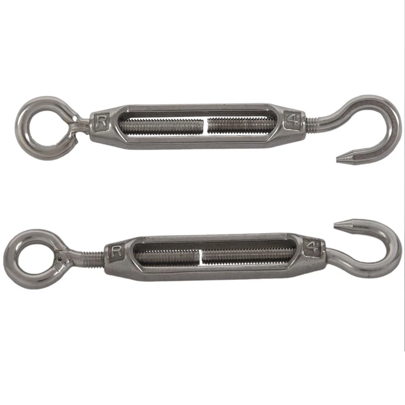 

Pair Adjustable Silver Tone Cable Wire Rope Hook Eye Turn Buckle 3.8 inch - 5.1 inch