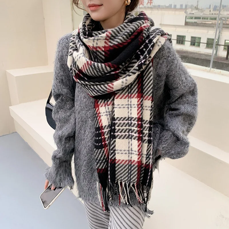 Новая женская длинная шаль из искусственной пашмины пончо Женское зимнее