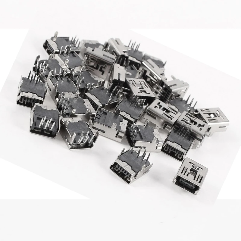 30 шт. мини Тип USB B разъем мама 5 контактный Угловые DIP Jack разъем|Соединители| |