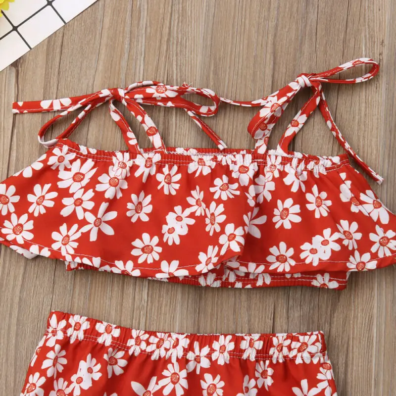 Комплект летней красной одежды для новорожденных девочек укороченные топы с