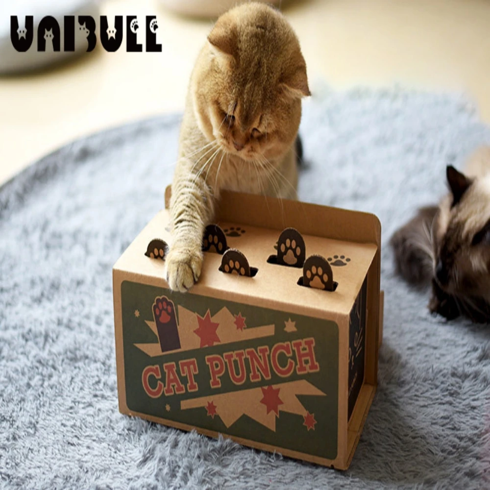 

Unibull гофрированная игрушка для кошек, квадратная Волшебная коробка, Умная игрушка для кошек, безумная игра, интерактивные игрушки для кошек ...