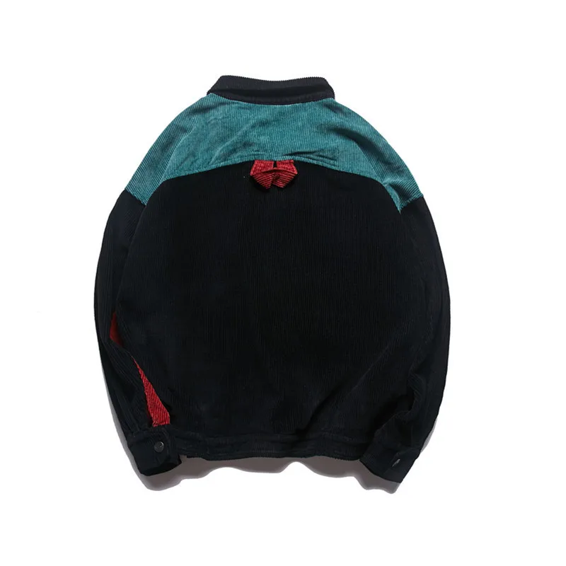 

shipping Men's Free Corduroy Patchwork Jacket Japanese High Street Fashion Casual Outwear male men Coat 2020 spring streewear