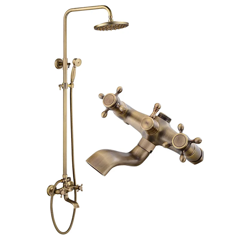 Набор античных латунных смесителей для душа поворотная насадка ванны и 8 дюймов