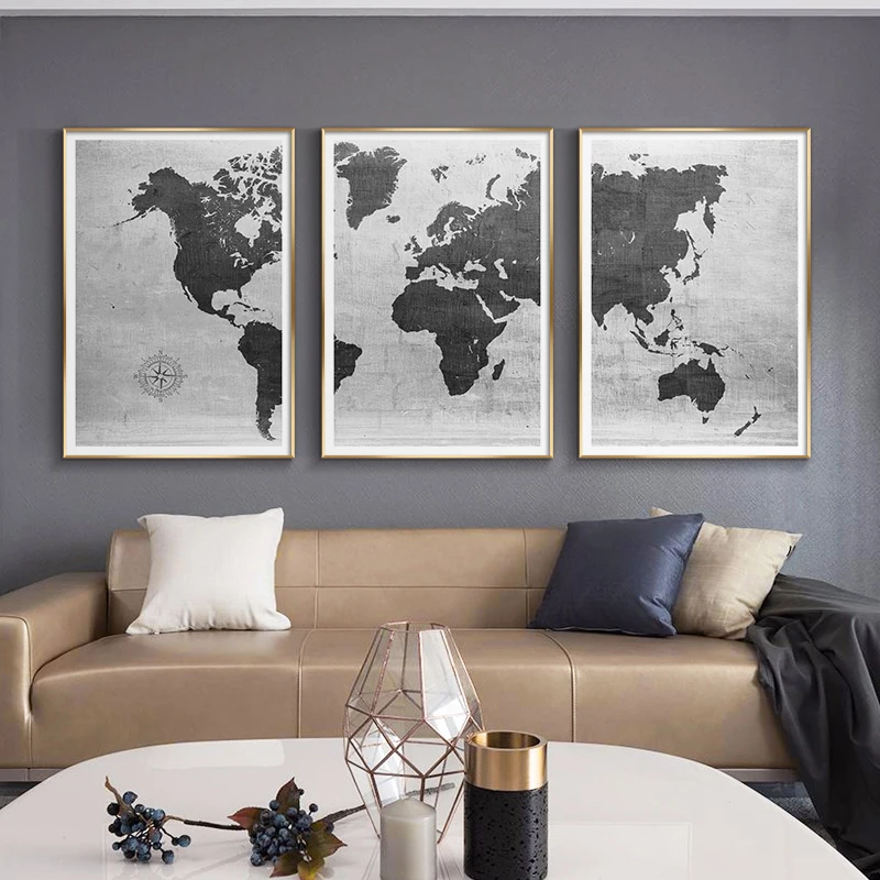 Постер с классической картой мира настенный художественный фон в скандинавском