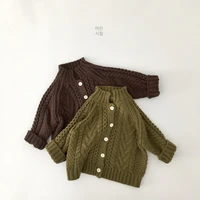 girls boys sweater kids coat outwear 2021 simple thicken warm winter autumn knitting tops cotton%c2%a0teenager cardigan childrens cl