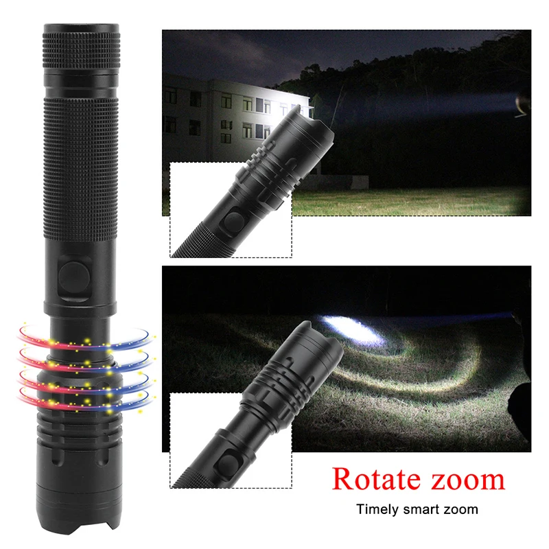 

ZHIYU Portable L2 LED Flashlight Torch Ultra Bright 18650 Lamp Ratating Zoom Power Bank Lantern USB Rechargeable Light 3 Modes