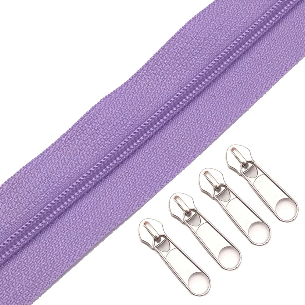 166 Light purple 3 м 3# нейлоновые катушки молнии навалом с 5 шт. молнии слайдер-для костюма, одежды, других рукоделия - Цвет: 166 Light purple