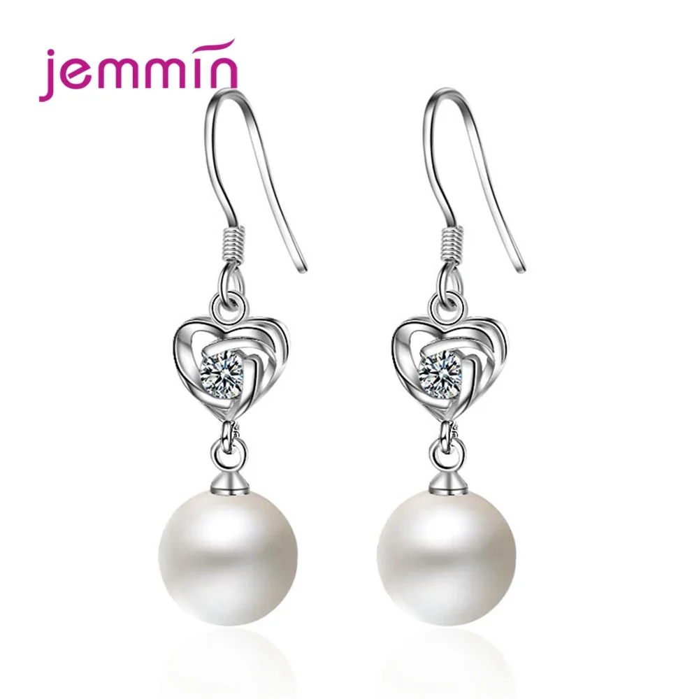 

Real True Love Infinity Love Earrings for Women Girls 925 Sterling Silver Cubic Zircon Heart Dangler Pearl Pendientes Jewellery