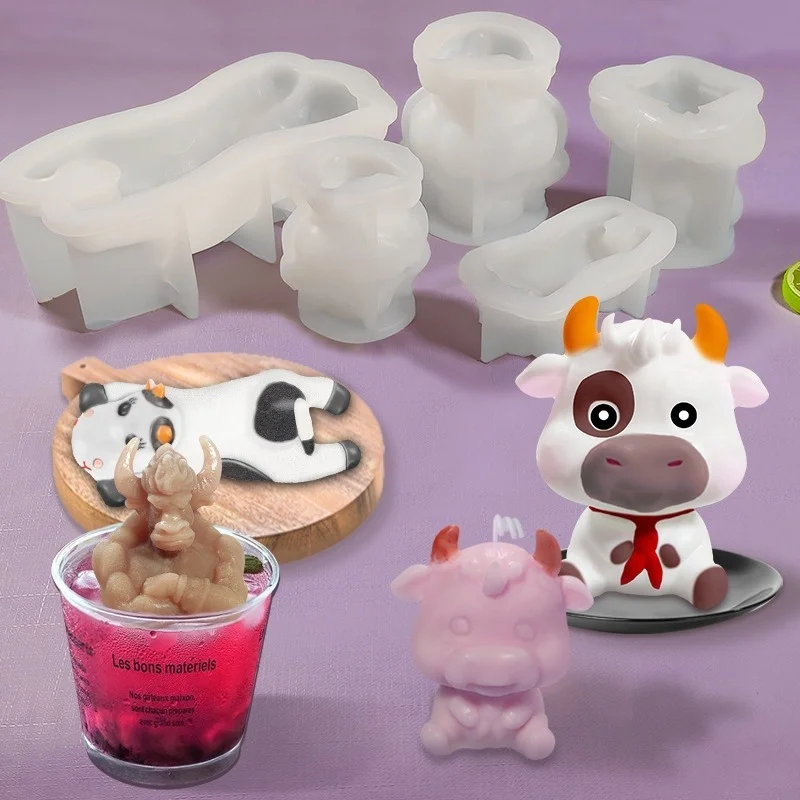 

Cartoon Cow Silicone Mold Ice Mousse Cake Baking Silicone Mold DIY Homemade Crystal Epoxy Aroma Diffuser