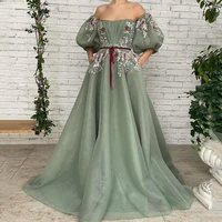 eightree sexy prom dresses strapless appliques party dress with pocket lantern sleeve a line wedding evening cocktail ball gowns