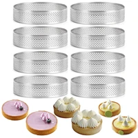 tart ring stainless steel tartlet mold circle cutter pie ring heat resistant perforated cake mousse molds tart pastry
