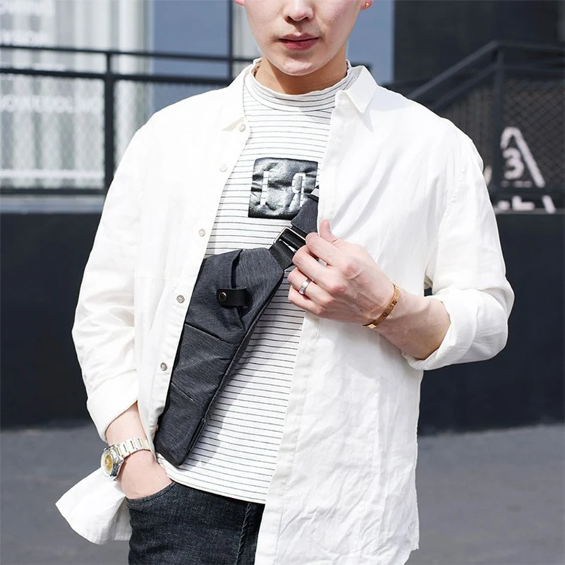 Мужская Дорожная деловая сумка противокражная через плечо кобура с