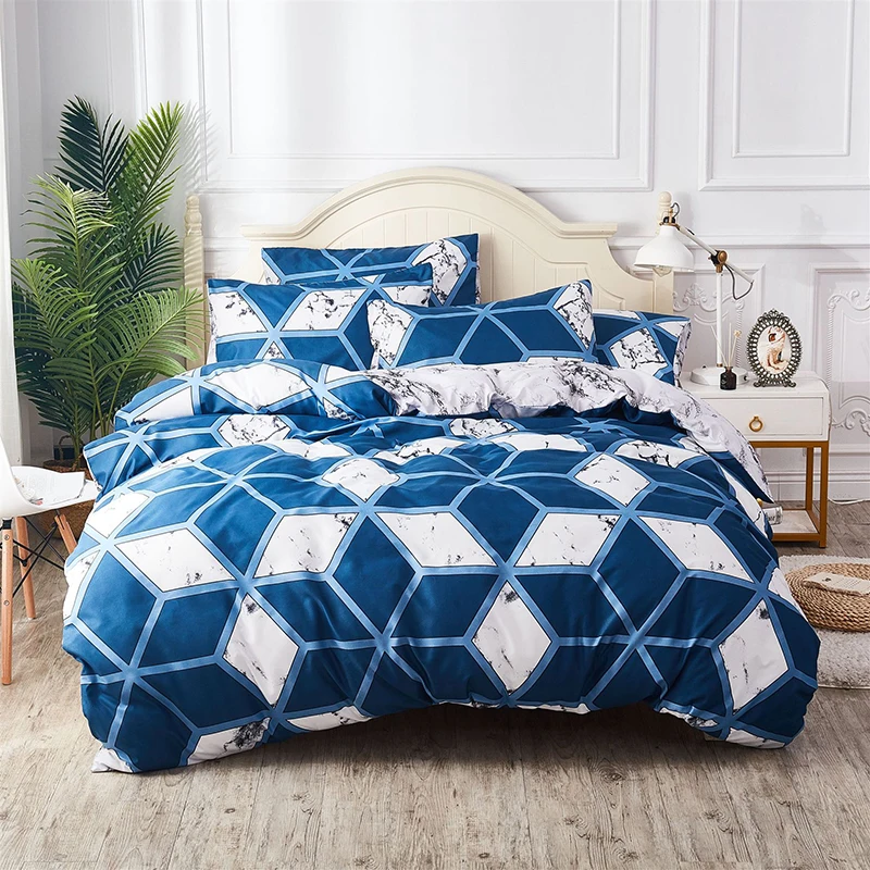 

Luxury Plaid Gilt Duvet Cover Nordic Geometric Print Bedding Set 2/3 PCS Quilt Covers With Pillowcase for Double Queen King Size