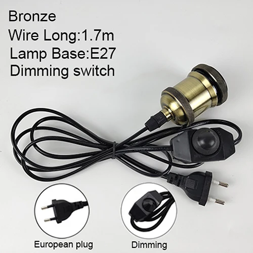 Bronze Dimming Подвеска в виде вилки лампа винтажная база E27 1,7 м с переключателем гнездо держатель лампы подвесная осветительная арматура EU/US/AU/UK вилка затемнения - Цвет корпуса: Bronze Dimming