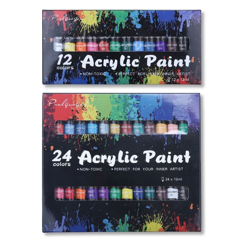 

12/24 Colors Watercolor Acrylic Oil Painting Pigment for artists Drawing Ceramic Stone Wall Paints Tubes F2TA