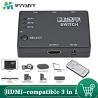 3x1 HDMI-совместимый разветвитель адаптер концентратор автоматический переключатель 3 в 1 выход 1080P Пульт дистанционного управления для XBOX360 PS3 проектор HDTV