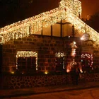 Рождественские огни, уличная гирлянда, зимняя Гирлянда-занавеска в виде сосулек, гирлянда длиной 5 м, гирлянда-занавеска, новый год 2022, Рождество