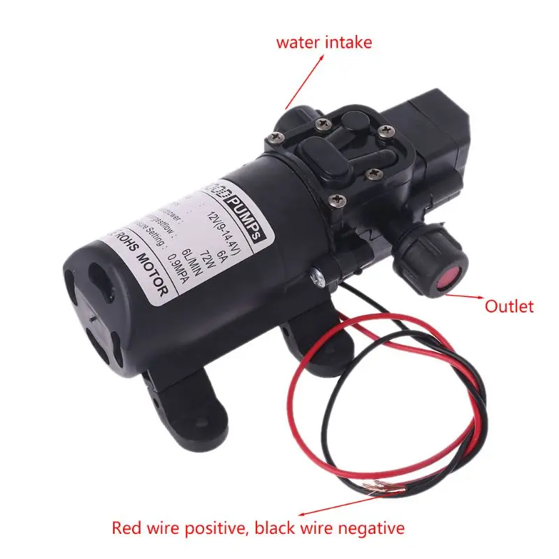 

DC 12V 130PSI 6L/Min Water High Pressure Diaphragm Self Priming Pump 70W New Drop Shipping