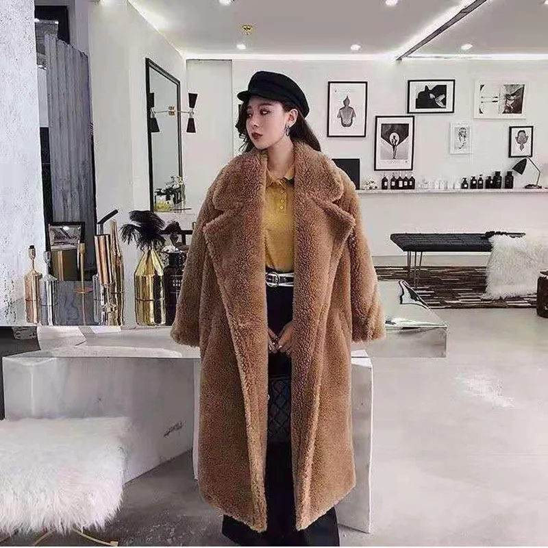 Heydress Женское зимнее теплое длинное пальто из искусственного меха с длинным рукавом, женское толстое пальто с мишкой Тедди, Повседневная Свободная верхняя одежда