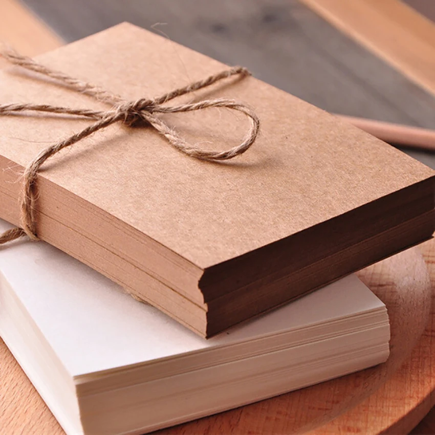 

50 Sheets/ Set Blank Invitation Cards, White/ Kraft Brown Postcard Style Notecards, Standard Straight Corners, 9.5x14.5cm
